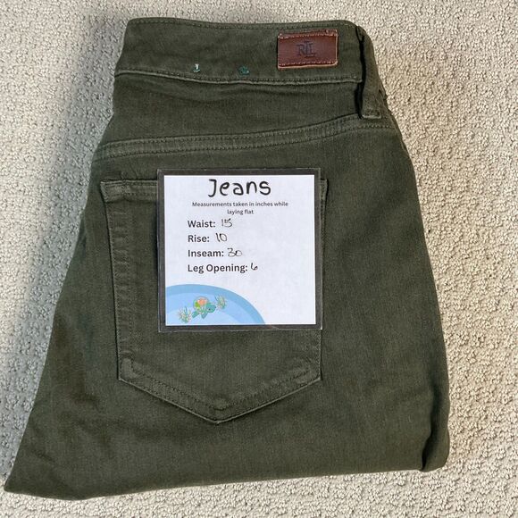 Lauren Ralph Lauren Olive Green Denim Pants Women's Size 6 - Picture 8 of 8